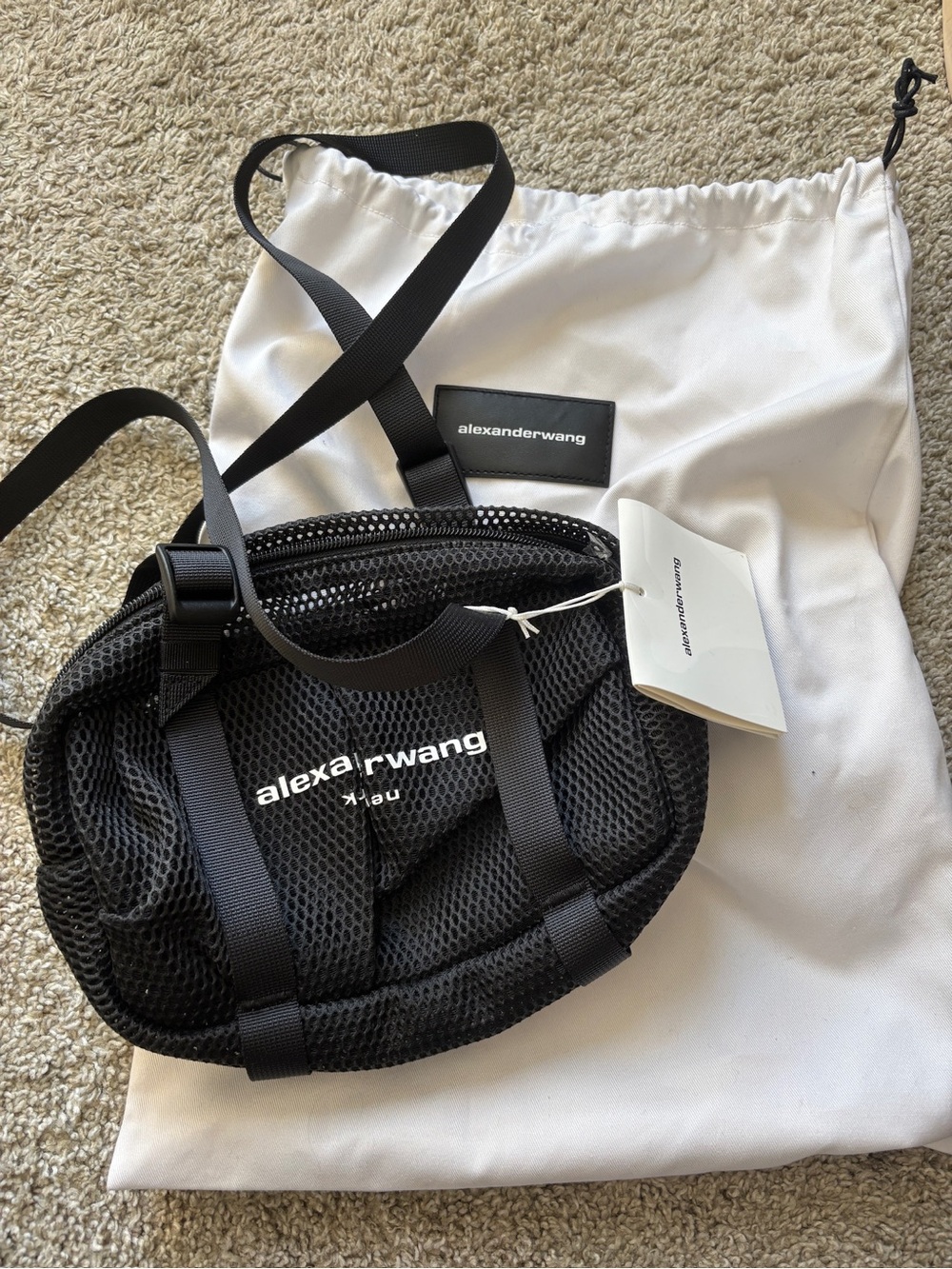 Alexander Wang Black Mesh Crossbody Pouch with Logo